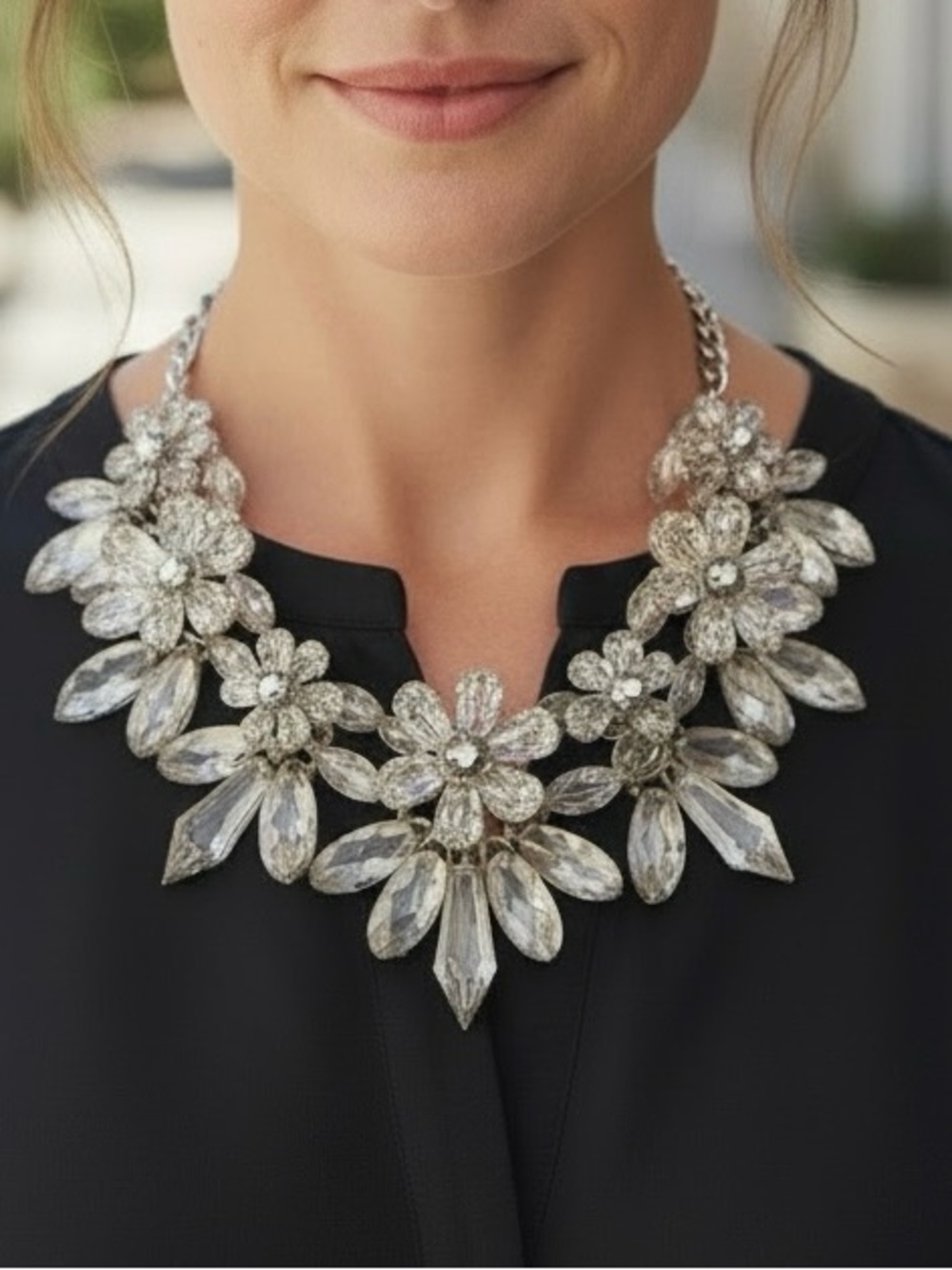 Bold Clear Acrylic Crystal fashioned Statement Necklace